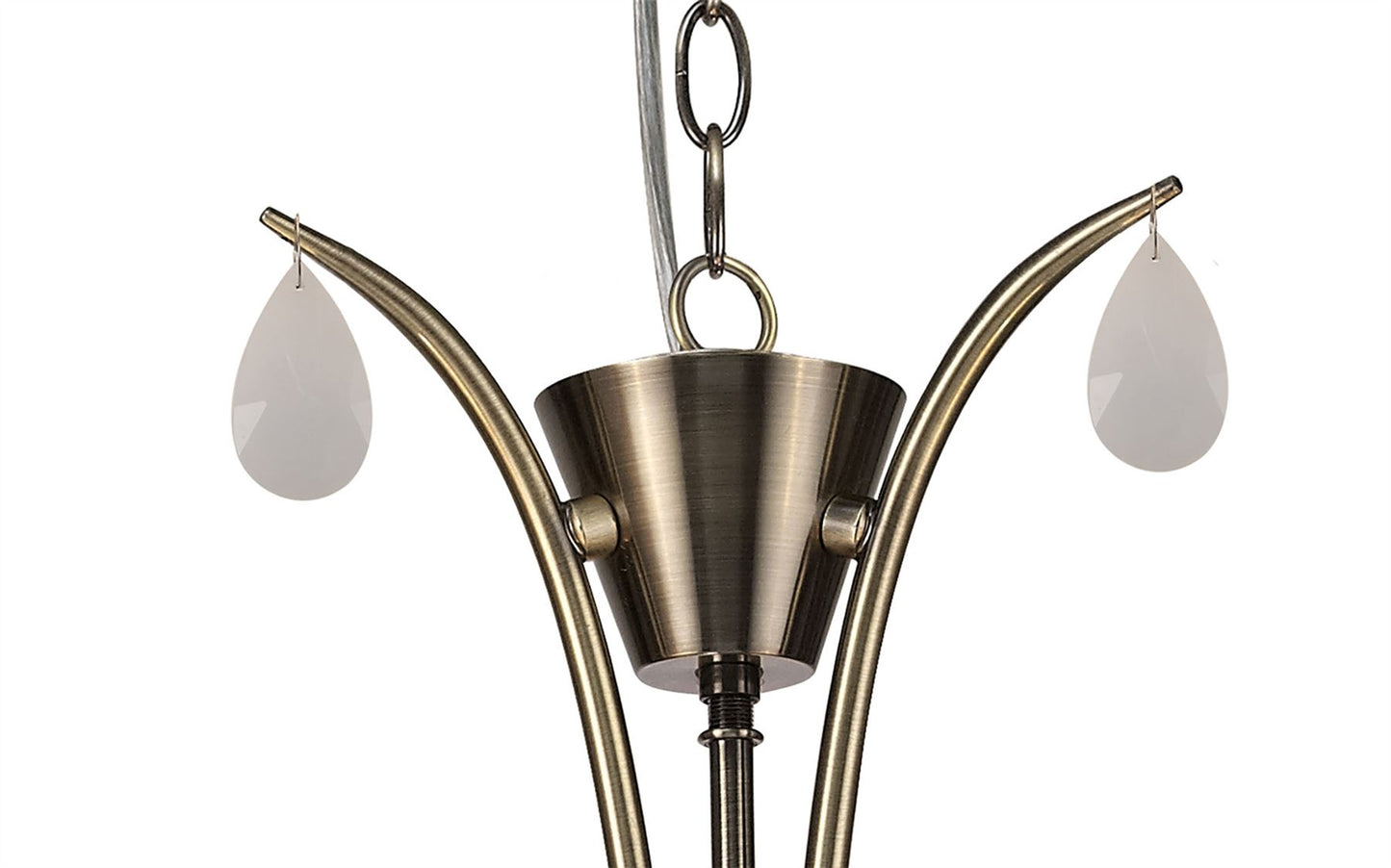 Mantra M6335 Andrea Pendant 67cm Round, 5 x E14 (Max 20W), Antique Brass, White Shades, White Crystal Droplets