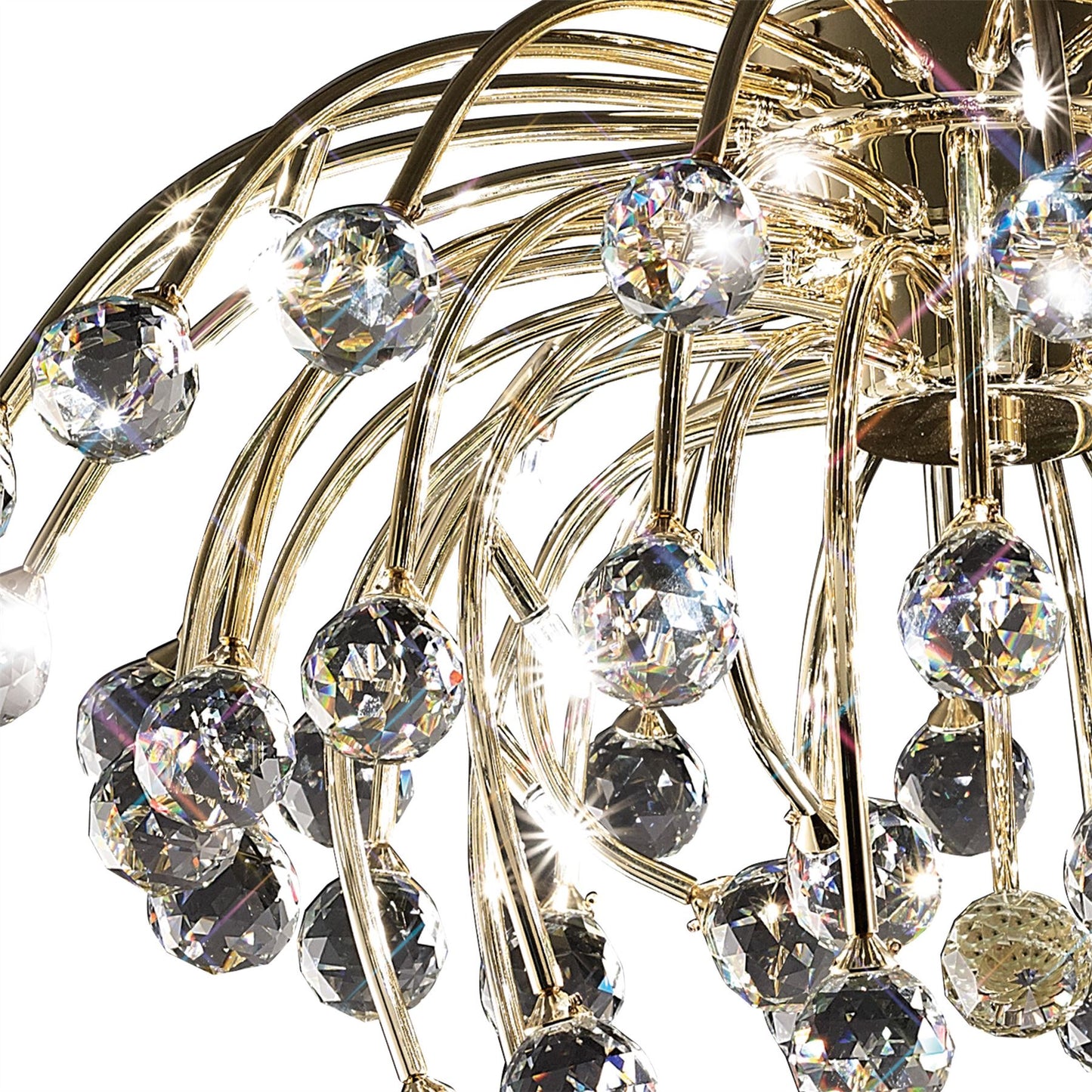 Diyas Xeena 60cm  10 Light G4 French Gold/Crystal, NOT LED/CFL Compatible Ceiling Light Fitting
