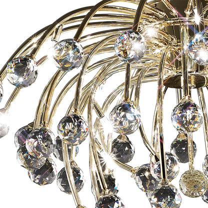 Diyas Xeena 60cm  10 Light G4 French Gold/Crystal, NOT LED/CFL Compatible Ceiling Light Fitting