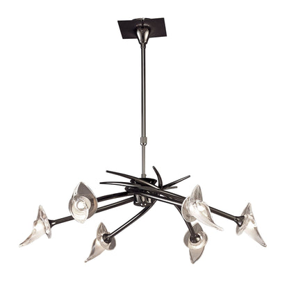 Mantra Flavia 73cm Telescopic Pendant Convertible To Semi Flush Round 6 Light G9, Black Chrome