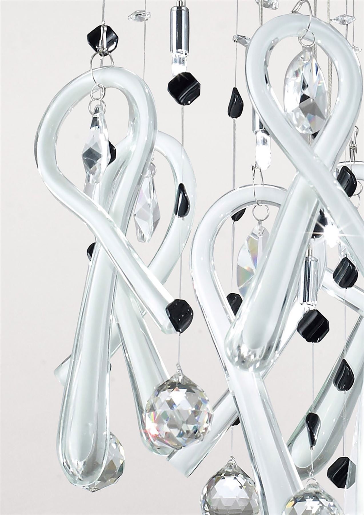 Diyas Class 45cm  Round 10 Light G4 Polished Chrome/White Glass/Crystal, NOT LED/CFL Compatible Ceiling Pendant Light Fitting