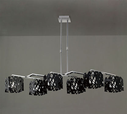 Mantra Tokio Rectangular Telescopic 6 Light G9 Line, Gloss Black/Polished Chrome