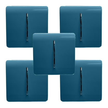 Trendi 1 Gang 2 Way 240V Screwless Artistic Modern Glossy 10 Amp Chrome Rocker Electrical Wall Light Switch in Midnight Blue (5 pack)