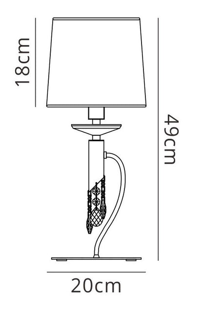 Mantra M3868 Tiffany Table Lamp 1+1 Light E14+G9, Polished Chrome with White Shade & Clear Crystal