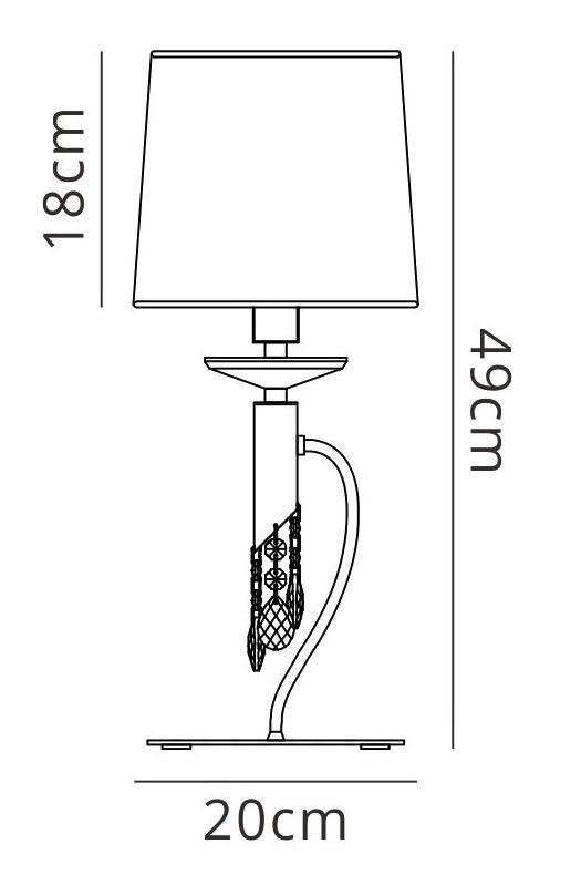 Mantra M3868 Tiffany Table Lamp 1+1 Light E14+G9, Polished Chrome with White Shade & Clear Crystal