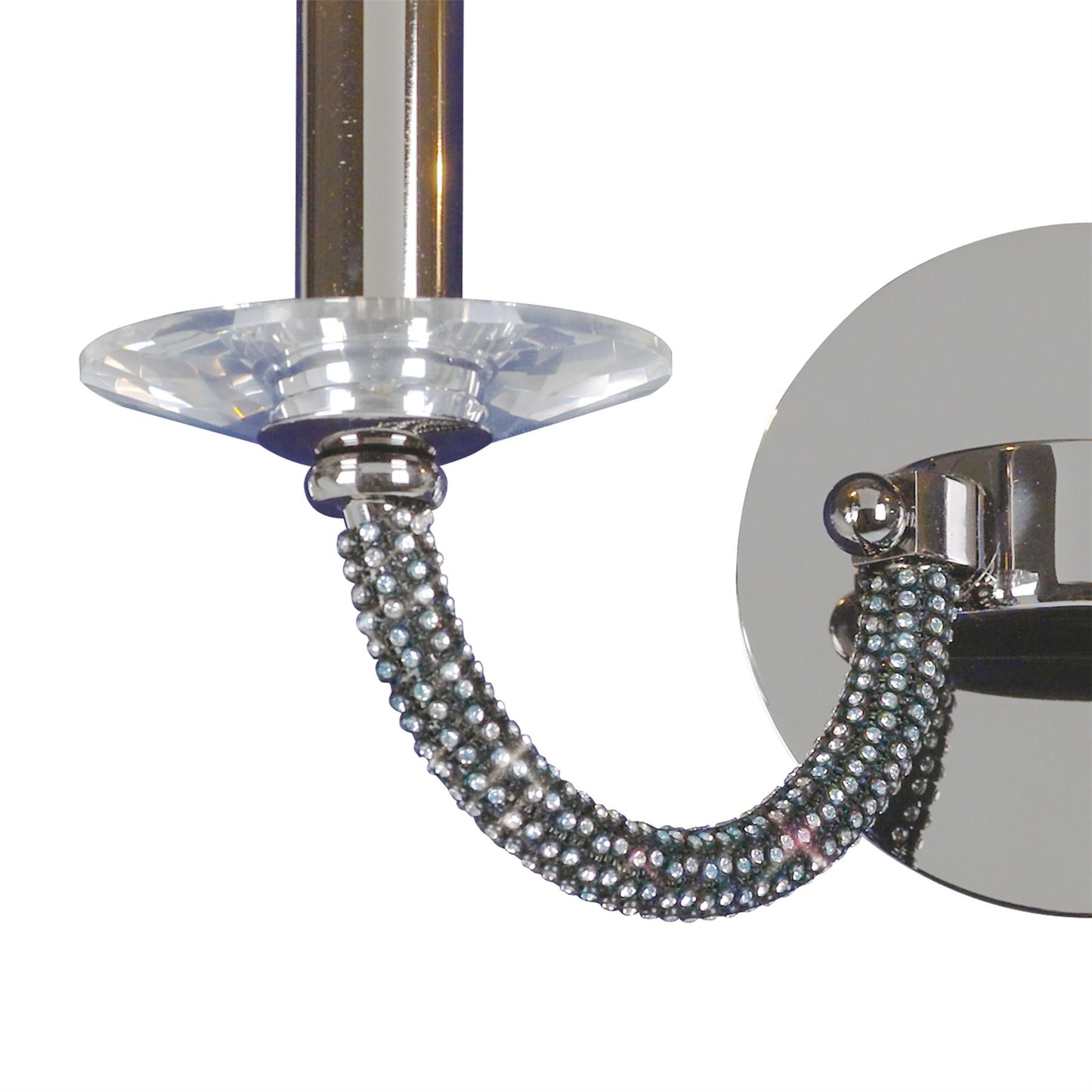 Diyas Elena Wall Light Switched 2 Light E14 Black Chrome/Crystal