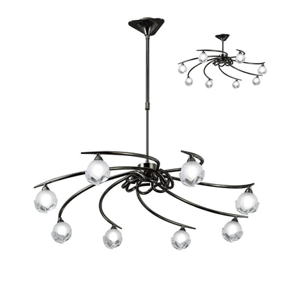 Mantra Fragma 86cm Telescopic 8 Light G9, Black Chrome