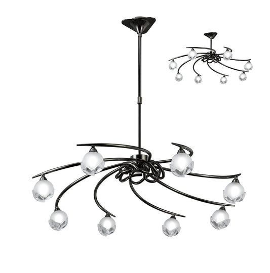 Mantra Fragma 86cm Telescopic 8 Light G9, Black Chrome