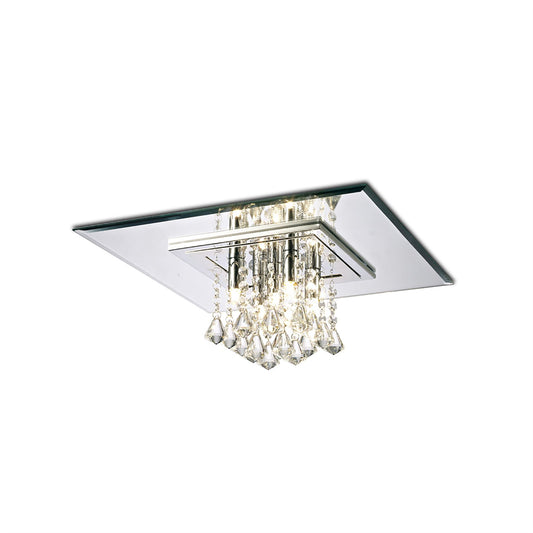 Diyas Starda Flush  Square 5 Light G9 Chrome/Crystal Ceiling Light Fitting