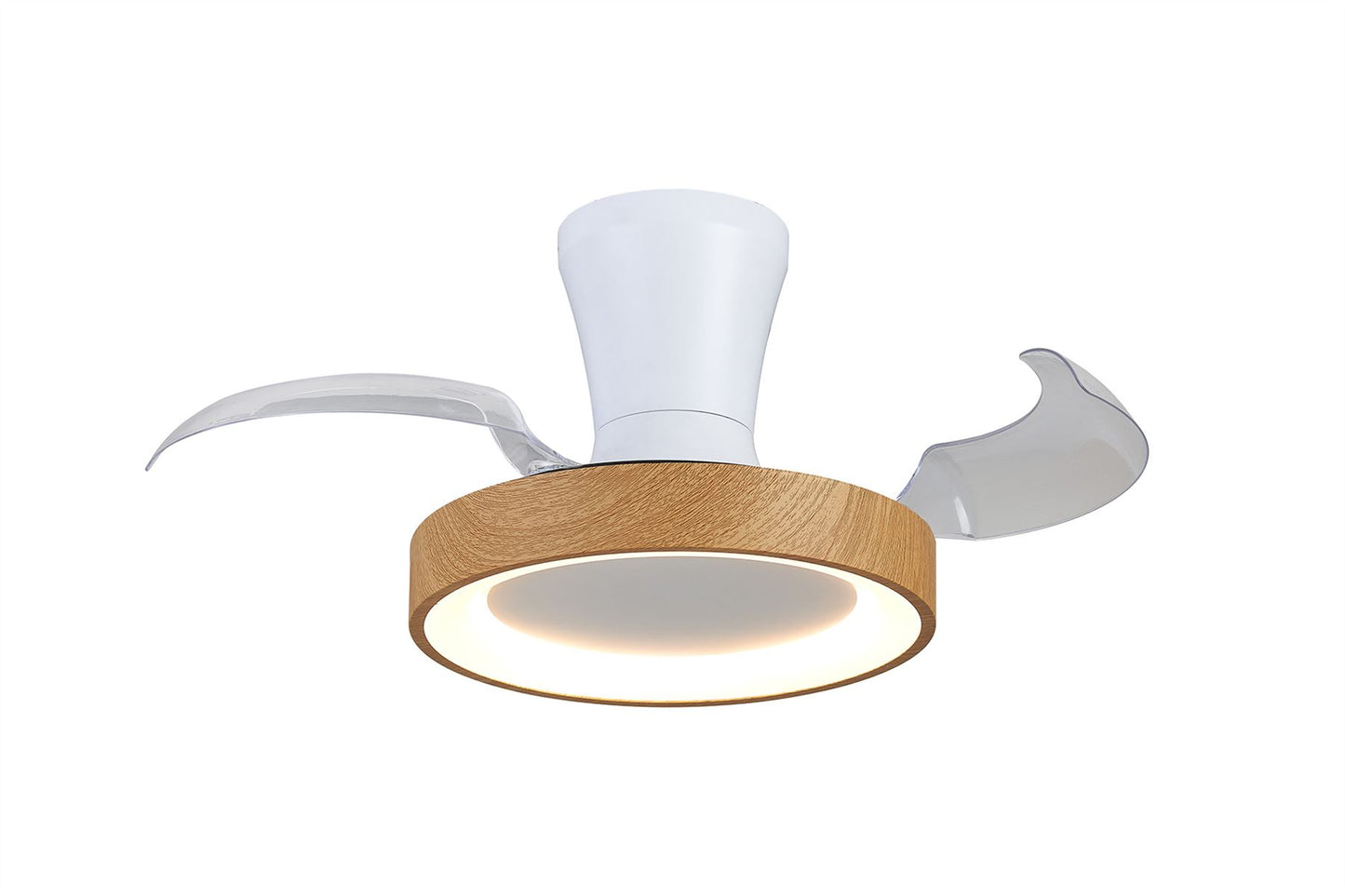 Niseko Fan XS 33cm 25W LED Dimmable Ceiling Light With Built-In 25W DC Fan, 2700-5000K Remote Control, 2500lm, Wood/White, 5yrs Warranty