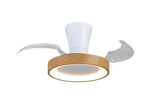 Niseko Fan XS 33cm 25W LED Dimmable Ceiling Light With Built-In 25W DC Fan, 2700-5000K Remote Control, 2500lm, Wood/White, 5yrs Warranty
