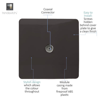 Trendi Artistic Modern Glossy Tactile TV Socket Dark Brown