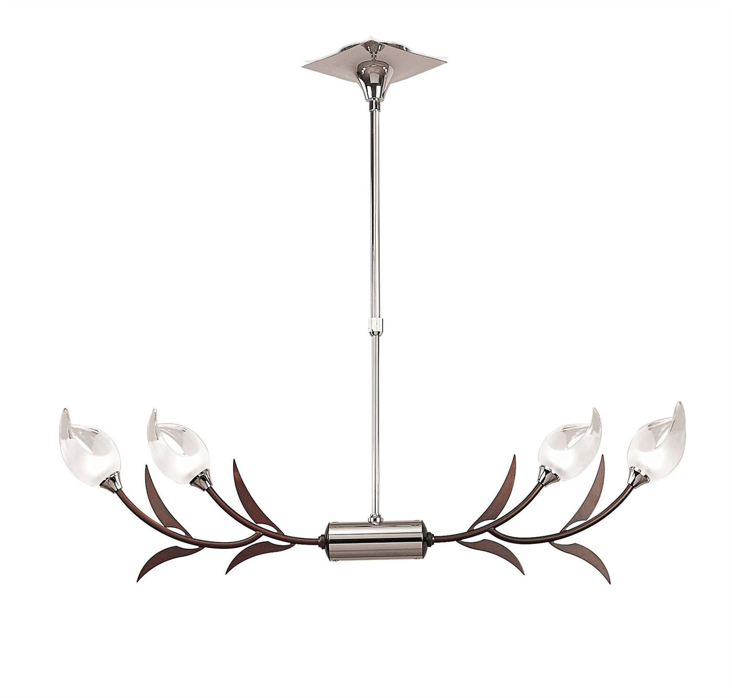 Mantra Holland Telescopic Linear Pendant Line 4 Light G9, Polished Chrome, Wenge
