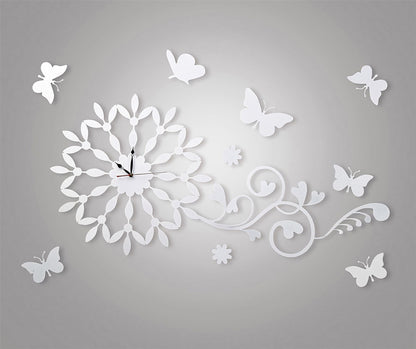Diyas Home (DH) Infinity Butterfly Wall Art Clock White/Crystal Wall