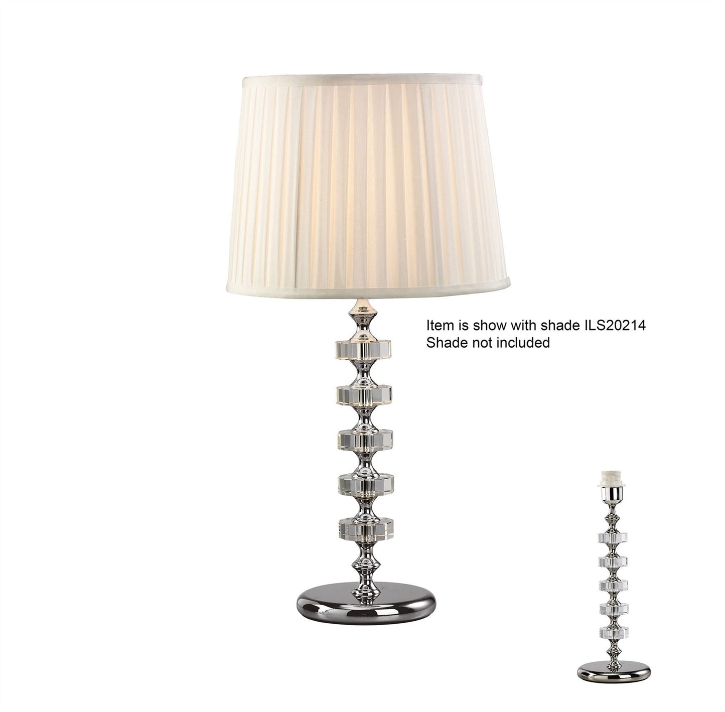 Diyas Elenor Crystal Table Lamp WITHOUT SHADE 1 Light E27 Silver Finish