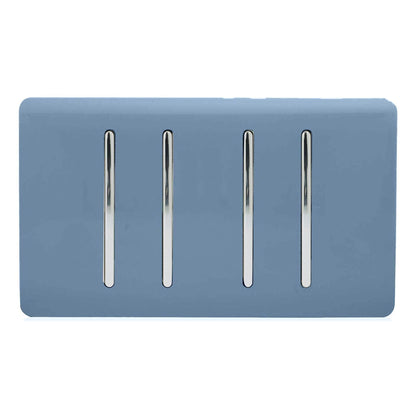Trendi 4 Gang (2 Way & 3xIntermediate) Glossy 10 Amp Rocker Light Switch Sky