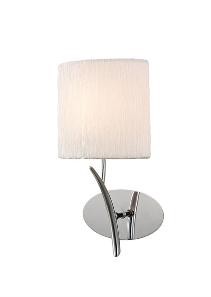Mantra Eve Wall Light Switched 1 Light E27, Polished Chrome with White Oval Shade