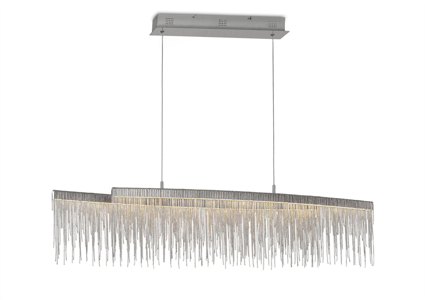 Mantra Fusion Fusion M6251 Cinna Linear Pendant 42W LED, 3000K, 4200lm, Polished Chrome/ Crystal Chain, 3yrs Warranty