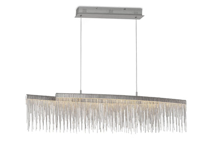Mantra Fusion Fusion M6251 Cinna Linear Pendant 42W LED, 3000K, 4200lm, Polished Chrome/ Crystal Chain, 3yrs Warranty