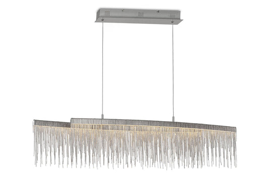 Mantra Fusion Fusion M6251 Cinna Linear Pendant 42W LED, 3000K, 4200lm, Polished Chrome/ Crystal Chain, 3yrs Warranty
