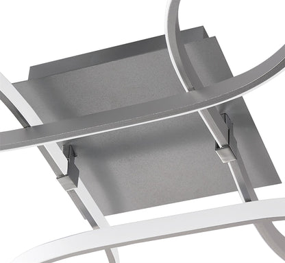 Mantra M4990 Knot Square Ceiling 40W LED 4 Looped Arms 3000K, 3100lm, Silver/Frosted Acrylic/Polished Chrome, 3yrs Warranty - M4990 Ceiling