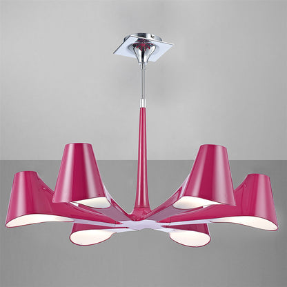 Mantra Ora 77cm Telescopic Convertible To Semi Flush 6 Light E27, Gloss Purple/White Acrylic/Polished Chrome, CFL Lamps INCLUDED