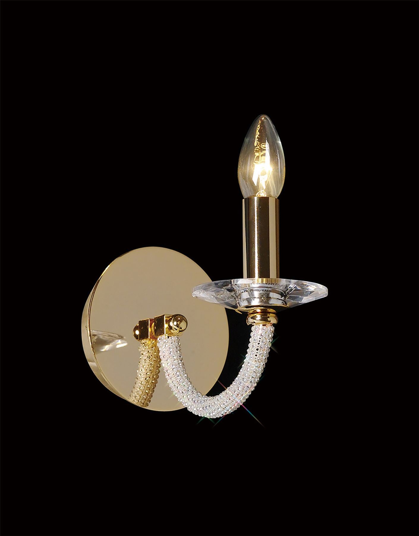 Diyas Elena Wall Light Switched 1 Light E14 Gold/Crystal