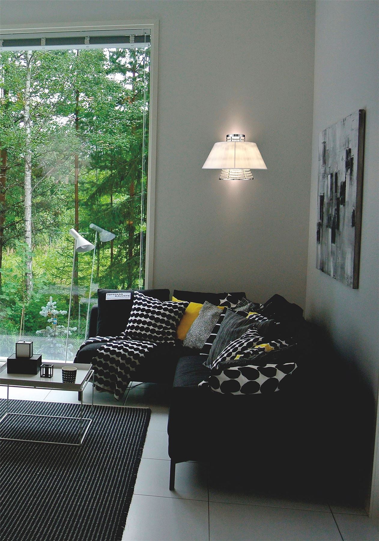 Diyas Davina Wall Light with White Shade 2 Light G9 Polished Chrome/Crystal