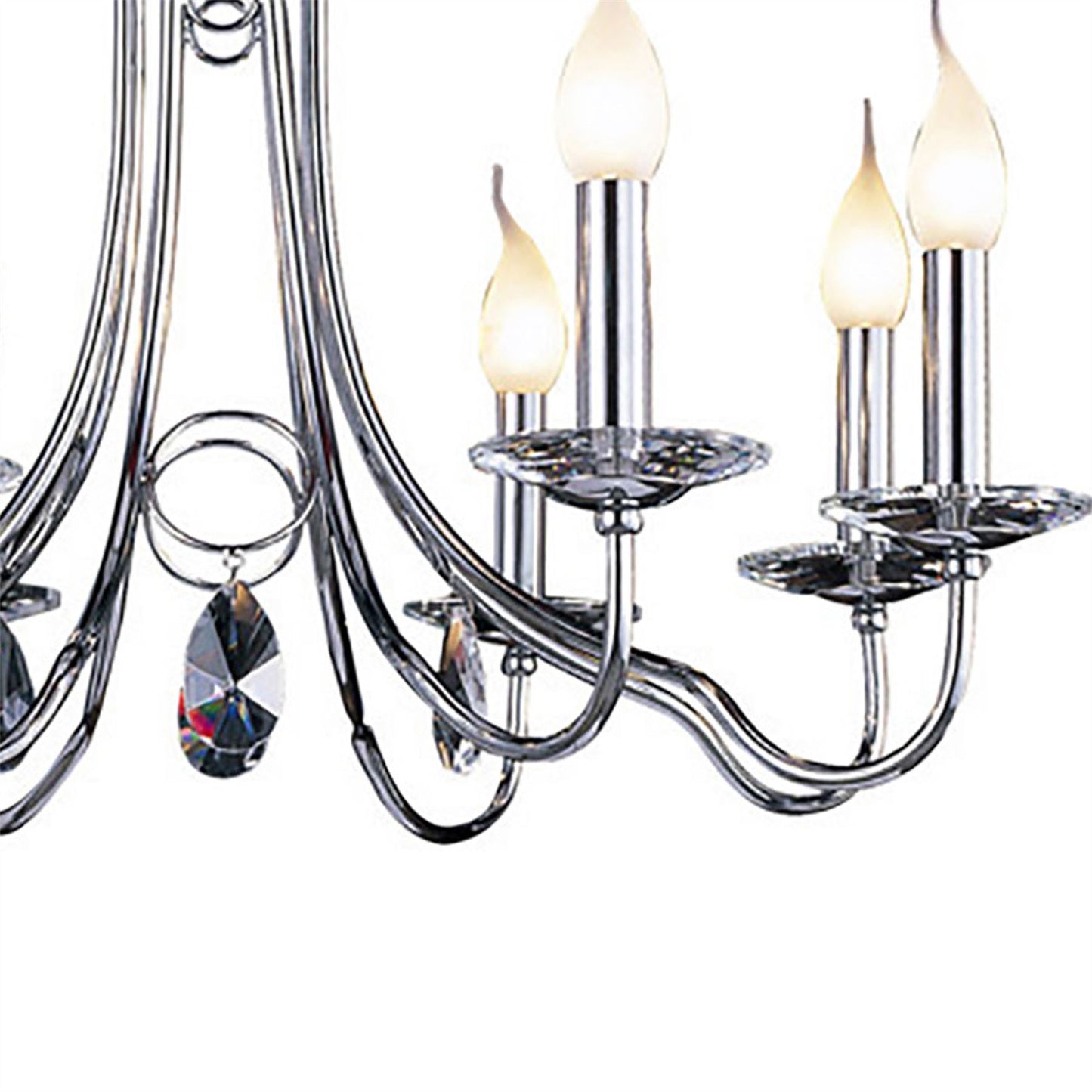 Diyas Danya 69cm  Round 8 Light E14 Polished Chrome/Crystal Ceiling Pendant Light Fitting
