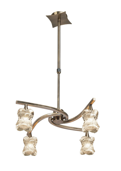 Mantra Rosa 48cm Del Desierto Telescopic Pendant Convertible To Semi Flush 4 Light G9, Antique Brass