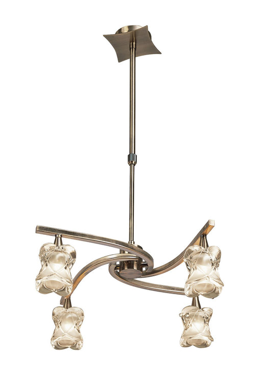 Mantra Rosa 48cm Del Desierto Telescopic Pendant Convertible To Semi Flush 4 Light G9, Antique Brass