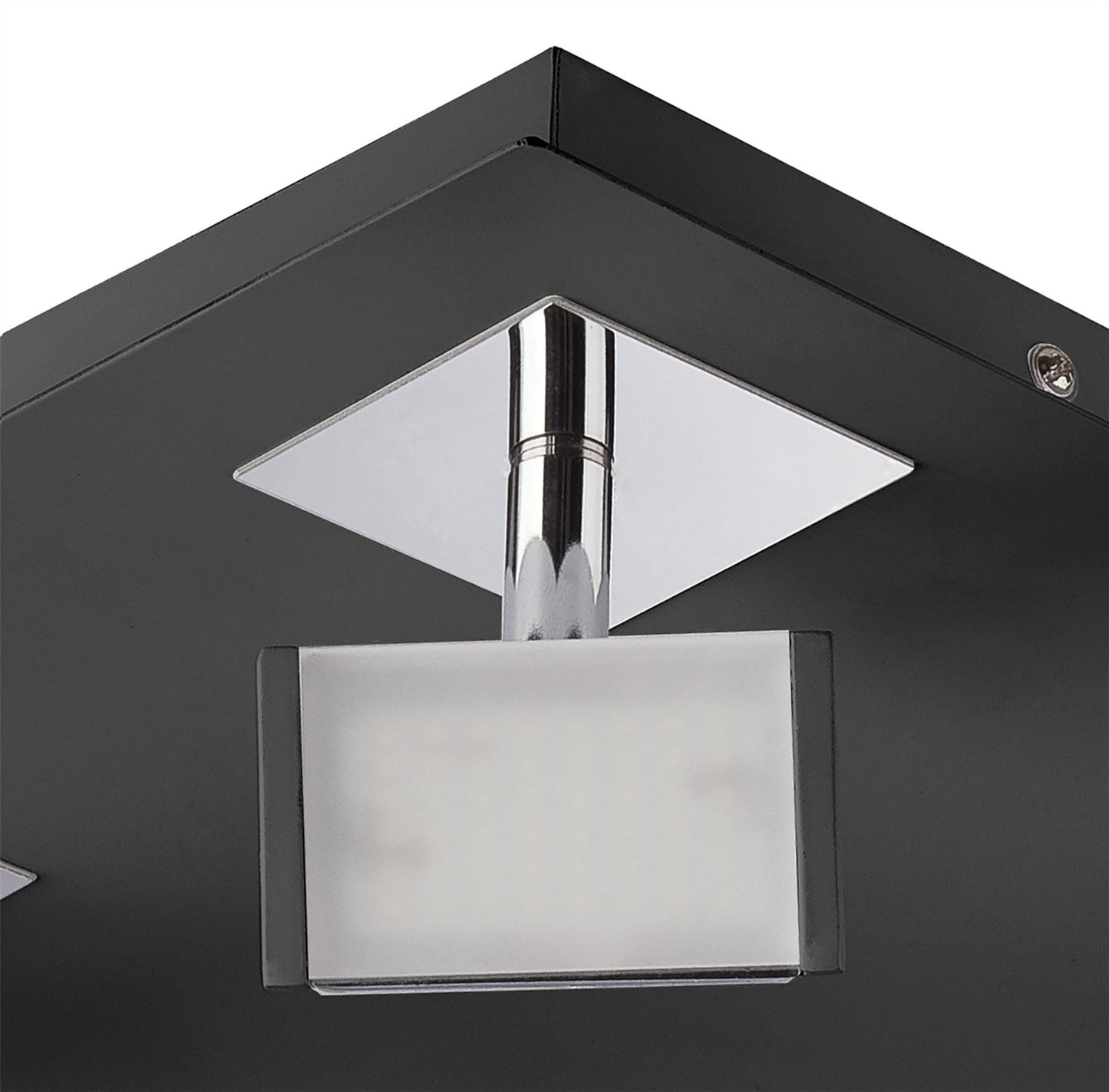 Mantra Fusion Filippo Spot Light 4 Light LED Square 20W 3000K, 1750lm, Matt Black/Polished Chrome, 3yrs Warranty
