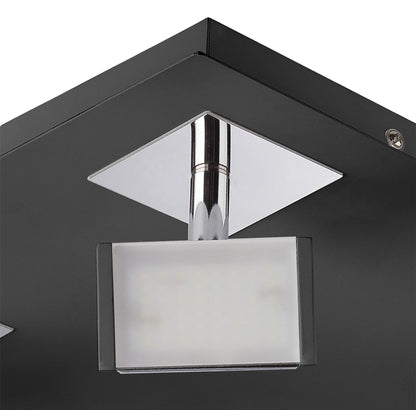 Mantra Fusion Filippo Spot Light 4 Light LED Square 20W 3000K, 1750lm, Matt Black/Polished Chrome, 3yrs Warranty
