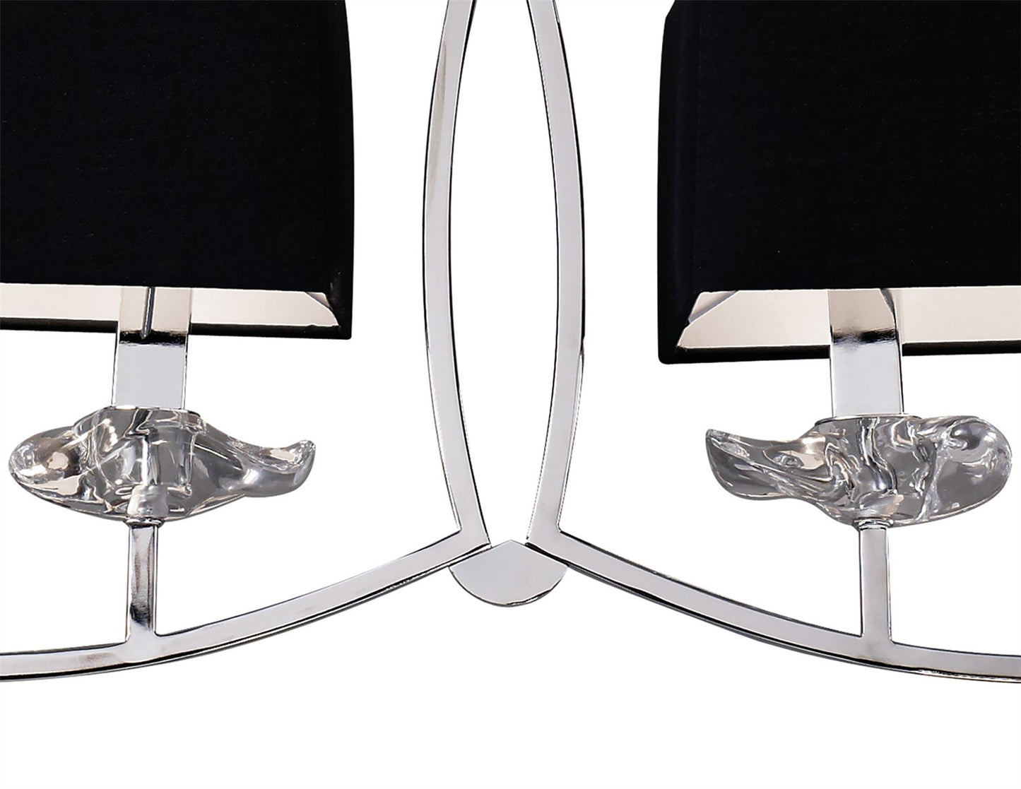 Mantra Akira Linear Pendant 2 Arm 6 Light E14, Polished Chrome with Black Shades