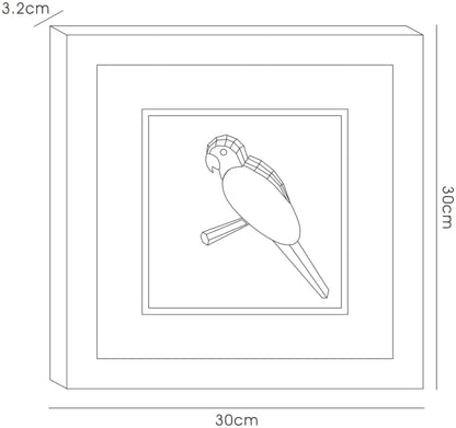 Diyas Home Crystal Wall Art (DH) Nature Parrot, Black Frame, Blue, Yellow, Black, Green, Red Crystal Framed