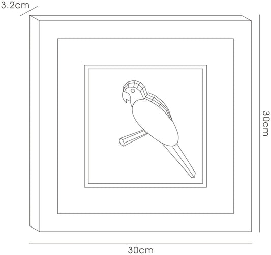 Diyas Home Crystal Wall Art (DH) Nature Parrot, Black Frame, Blue, Yellow, Black, Green, Red Crystal Framed