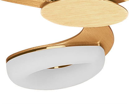 Mantra Fusion Juno 58cm Telescopic Convertible To Semi Flush 3 Light 15W LED 3000K, 1350lm, Satin Gold/Frosted Acrylic/Gold, 3yrs Warranty