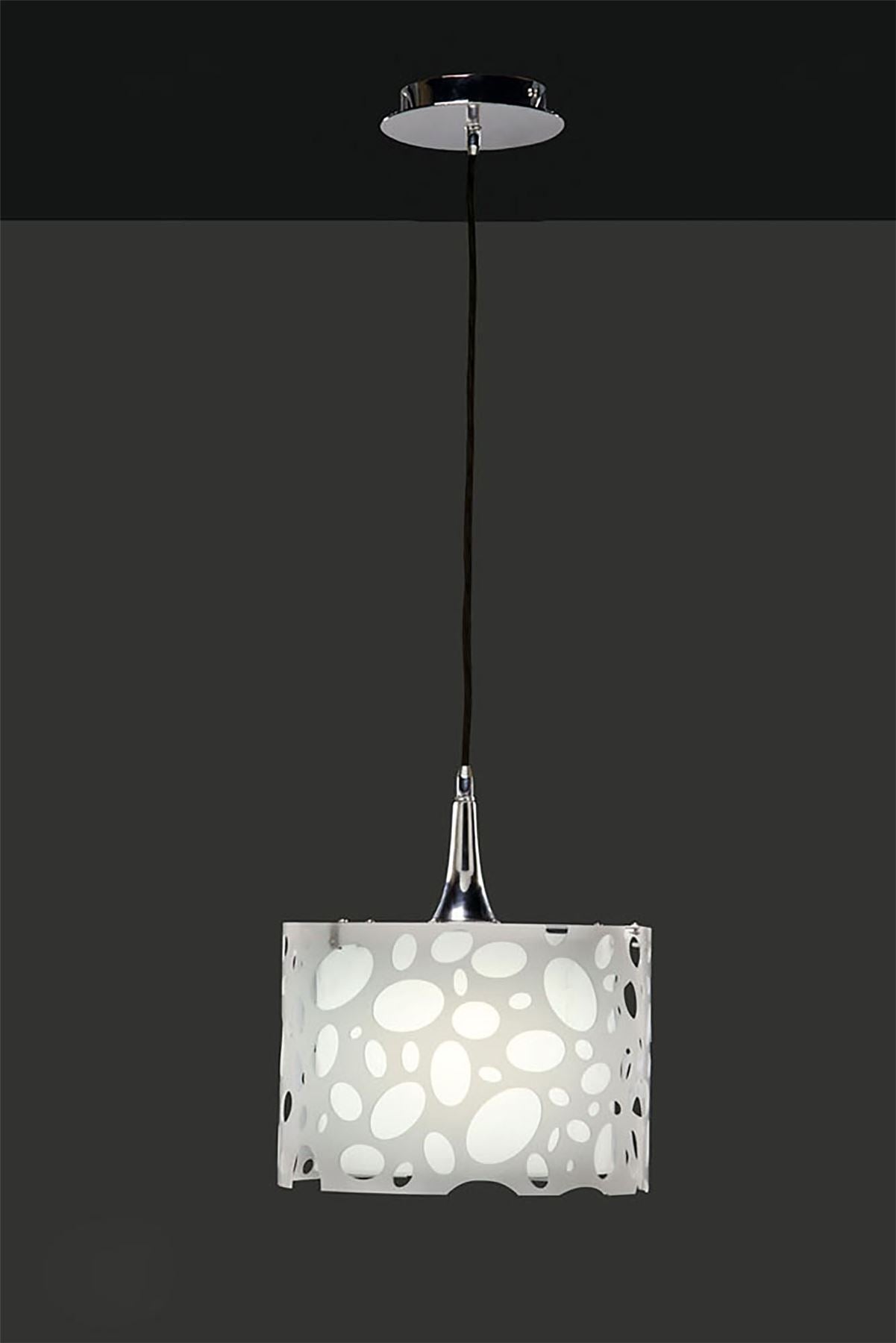 Mantra Lupin 25cm Pendant 1 Light E27, Gloss White/White Acrylic/Polished Chrome, CFL Lamps INCLUDED
