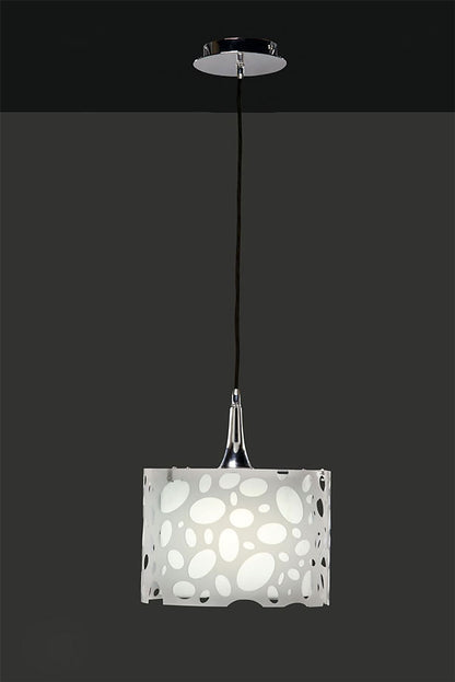 Mantra Lupin 25cm Pendant 1 Light E27, Gloss White/White Acrylic/Polished Chrome, CFL Lamps INCLUDED