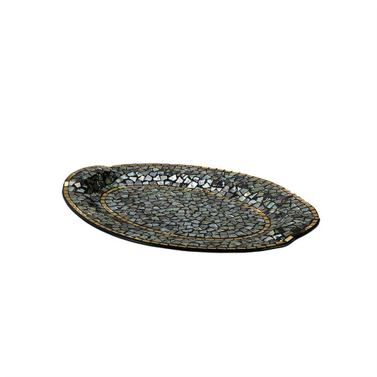 Diyas Home (DH) Addison Mosaic Platter Large Blue/Silver/French Gold Mosaic