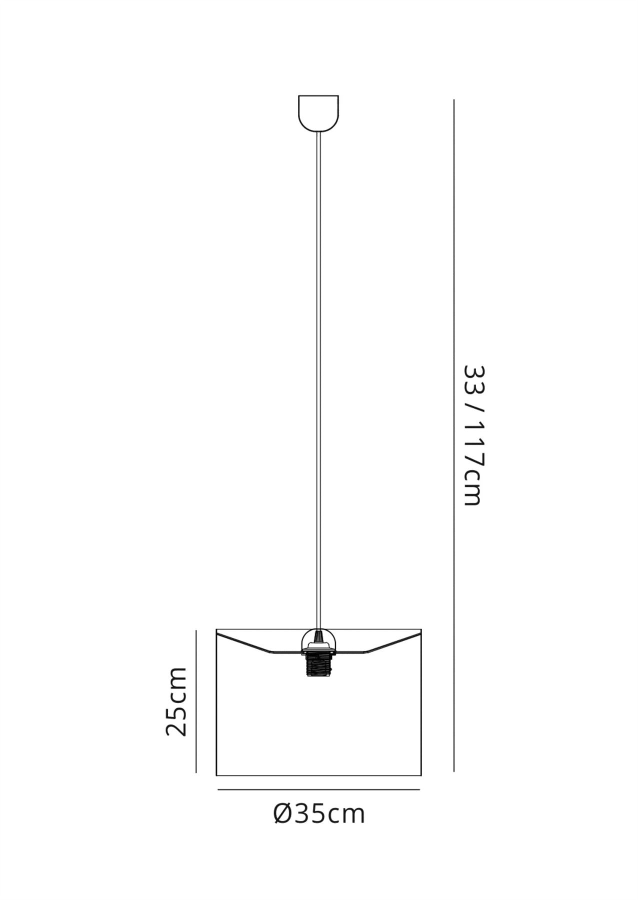 Deco Dako Black Pendant 1 Light E27 with 350 x 250mm Metallic Gun Metal Finish Cylinder Shade, c/w Ceiling Bracket