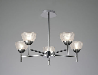 Deco Avalon Ceiling 5 Light G9 Pendant/Semi Ceiling Light, Polished Chrome with Clear Prismatic Glass