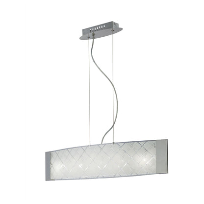Diyas Aries Linear  5 Light G9 Polished Chrome, Glass Ceiling Pendant Light Fitting