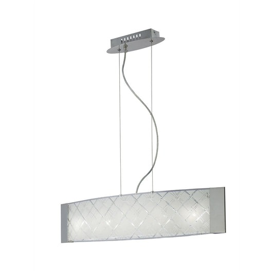 Diyas Aries Linear  5 Light G9 Polished Chrome, Glass Ceiling Pendant Light Fitting