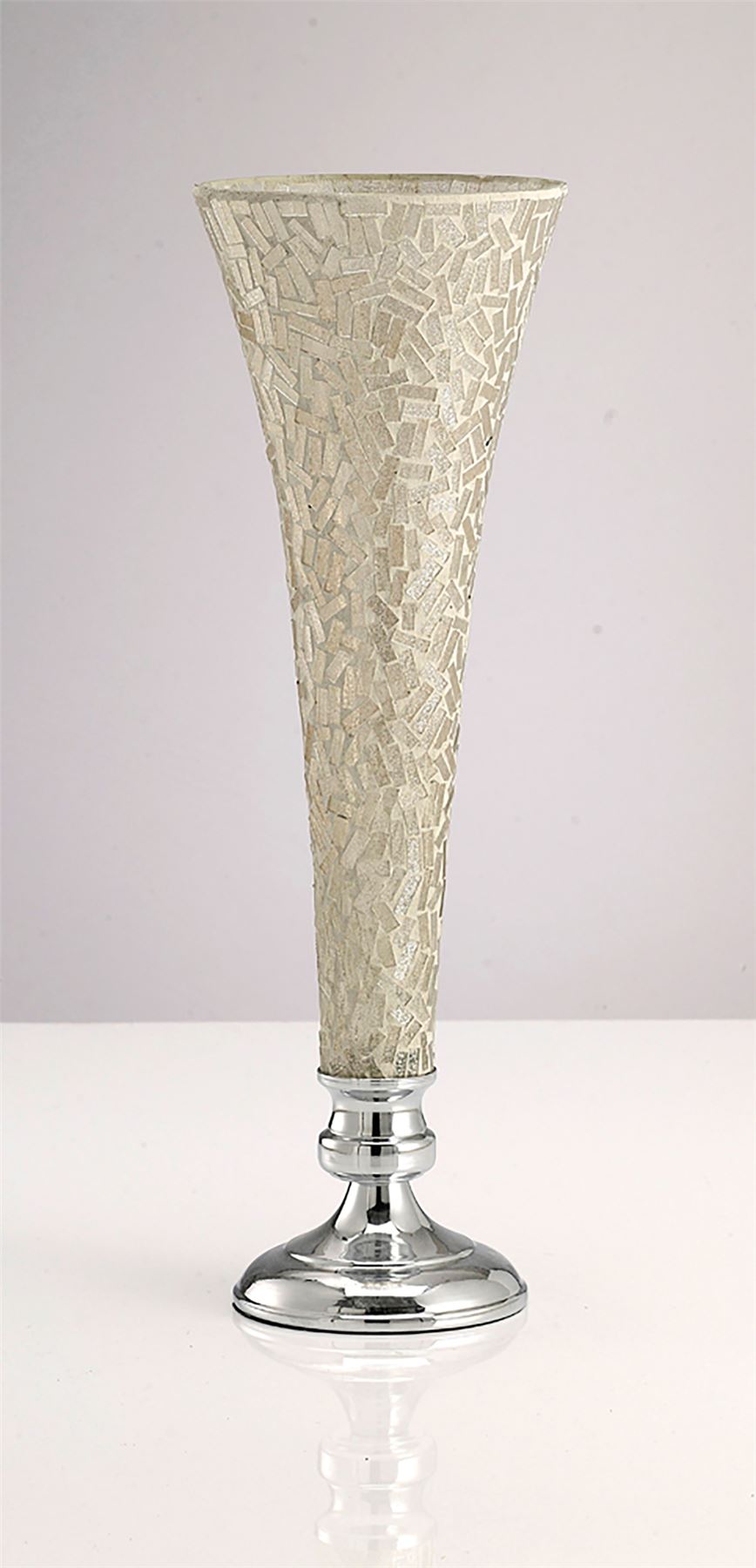 Diyas Home (DH) Trina Mosaic Vase Large Polished Chrome Mosaic
