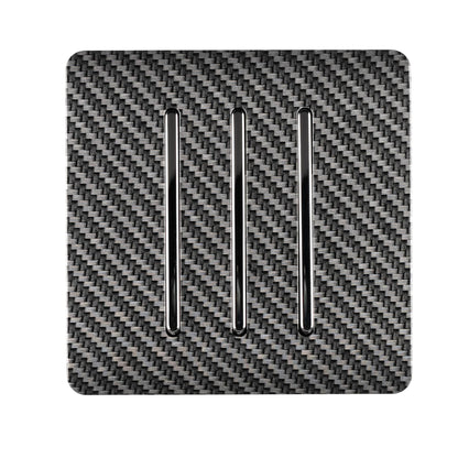 Trendi Switch 3 Gang 1 or 2 way Rocker Modern Designer Light Switch in Carbon Fibre