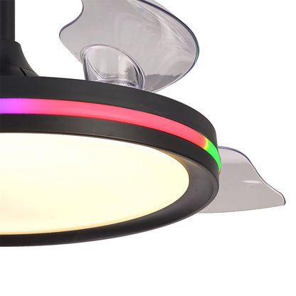 Rafaga 50W LED Dimmable White/RGB Ceiling Light With Built-In 30W DC Reversible Fan, Remote Control 3000-6500K, 3200lm, Black, 5yrs Warranty