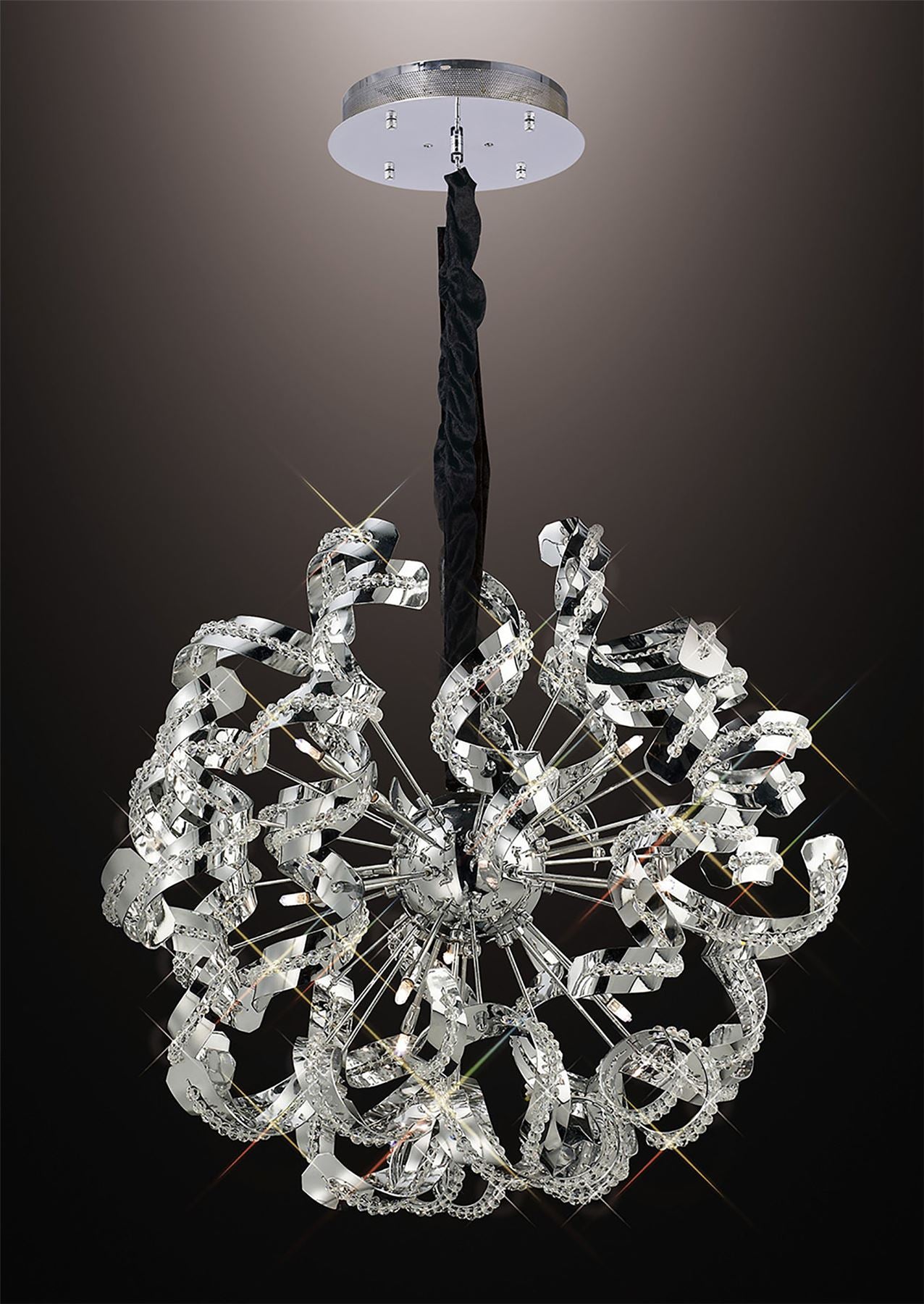 Diyas Esme 55cm  12 Light G4 Polished Chrome/Crystal, NOT LED/CFL Compatible Ceiling Pendant Light Fitting
