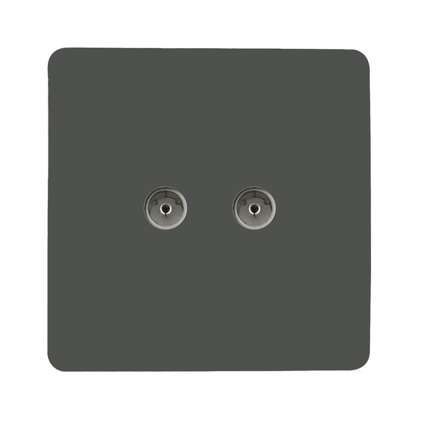 Trendi Artistic Modern Glossy Tactile 2 Gang TV Socket Charcoal