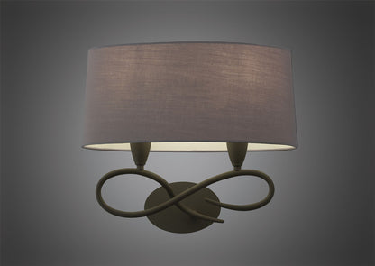 Mantra Lua Wall Light Switched 2 Light E27, Ash Grey with Ash Grey Shade